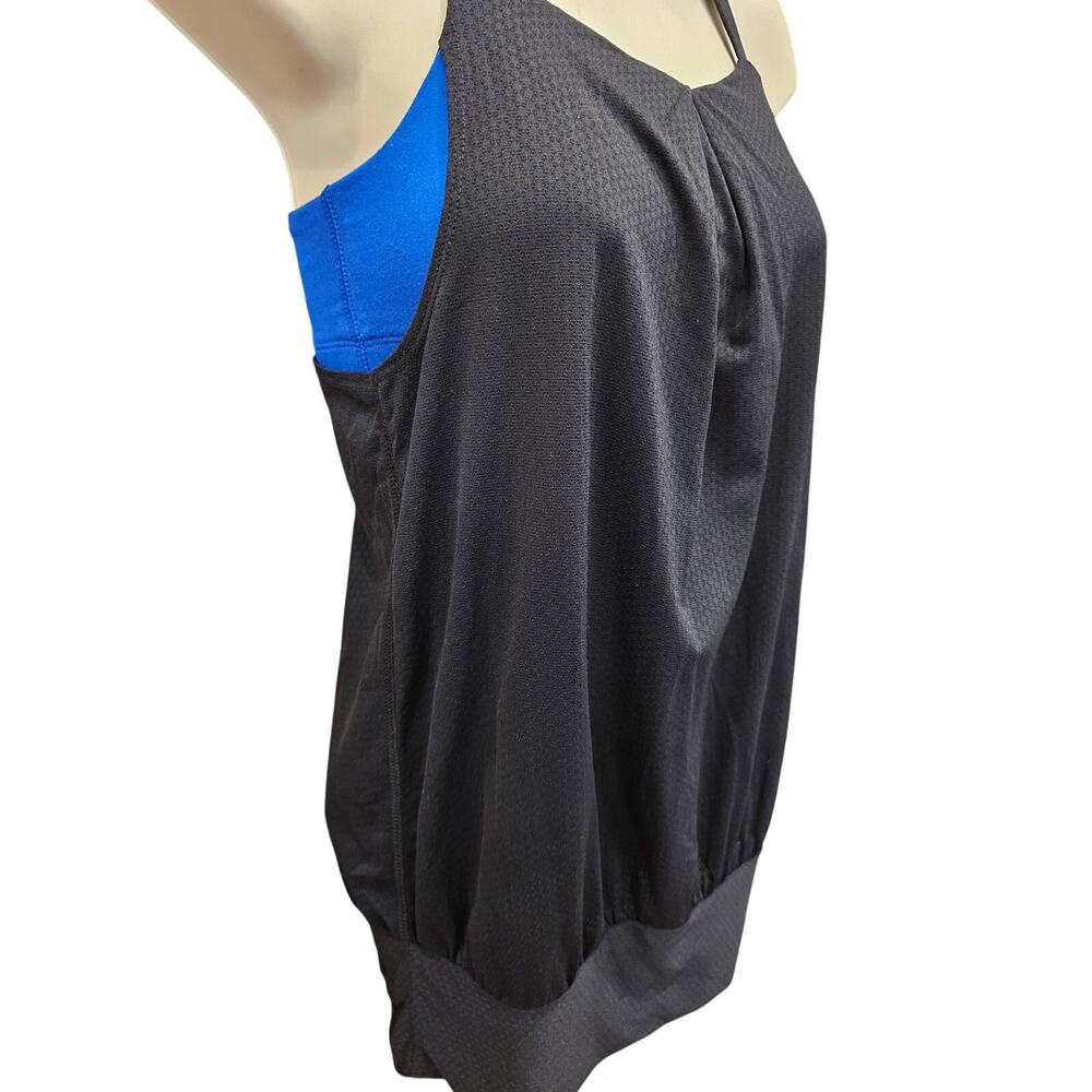 Reva activewear size S womens built in bra black blue loose fit running gym EUC